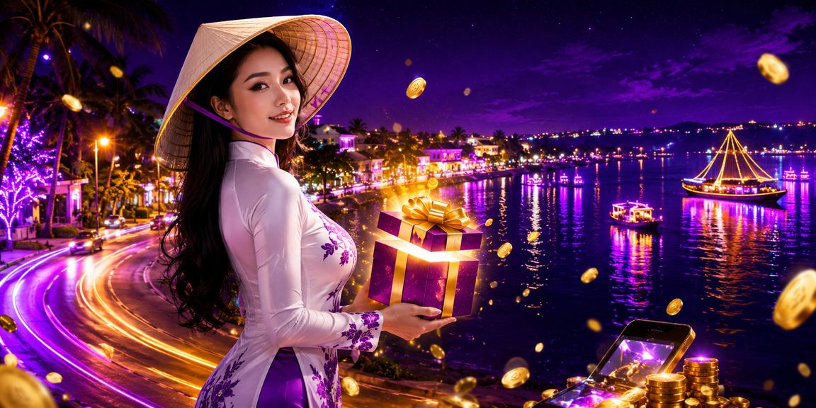 Người dùng tại Mũi Né đăng ký nhận khuyến mãi thưởng chào mừng trên điện thoại với nón lá truyền thống
